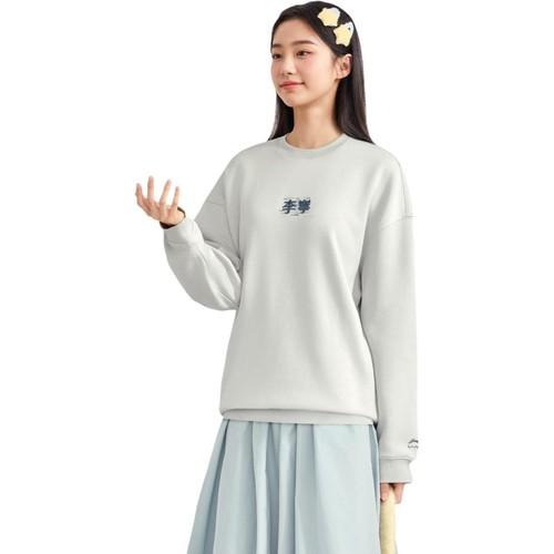 LiNing Li Ning Теплый свободный свитшот с круглым вырезом на флисовой подкладке, унисекс, для пар