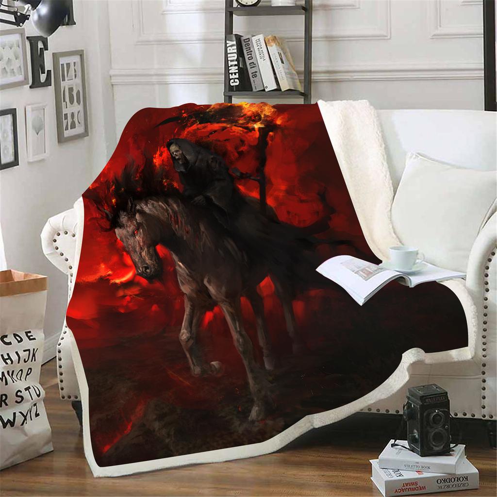 Cartoon Undead Horse Blankets Fluffy Soft Skin-Friendly Children Nap Blanket Cute Printed Luxury Fashion Flannel Throws