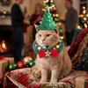 Adjustable Cat Dog Christmas Scarf Set with Star Bow Pet Xmas Wreath Collar  Winter