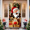 Christmas Door Cover Decoration Funny Santa Claus Front Door Hanging Banner Merry Christmas Winter Backdrop Porch Sign for Indoor Outdoor Holiday