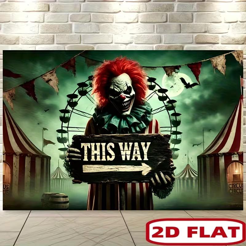 2D Flat Printing Halloween Horror Clown Backdrop for Haunted House Parties