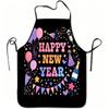 1pc Happy New Year Celebration Printed Apron, Durable And Easy To Clean, Adjustable Waistband, Polyester Material, Suitable for Kitchen Cooking, Garde
