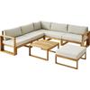 Modular Corner Garden Set LEVATA XL - FSC Acacia Wood - 8 People - Linen Grey + Cover Included