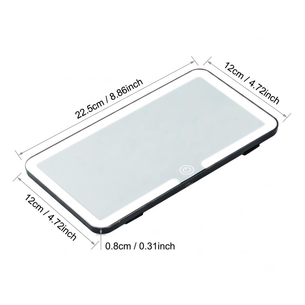 Rechargeable LED Car Sun Visor Vanity Mirror HD Dimmable Makeup Light Universal Clip-on Portable Vehicle Beauty Accessory Gift Interior Mirrors6