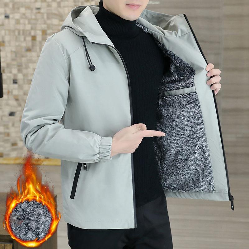 Spring Autumn Men Hooded Jacket Male Outwear Thermal Thick Warm Windbreaker Jacket Men Fashion Casual Coat