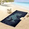 Glowing geometric dinosaur roar Print beach towel, quick drying, suitable for travel, outdoor sports, jogging, the beach and swimming, gift