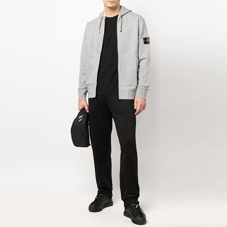 Stone Island Hooded Track Top Melange Grey Men Tops 761564251-V0M64