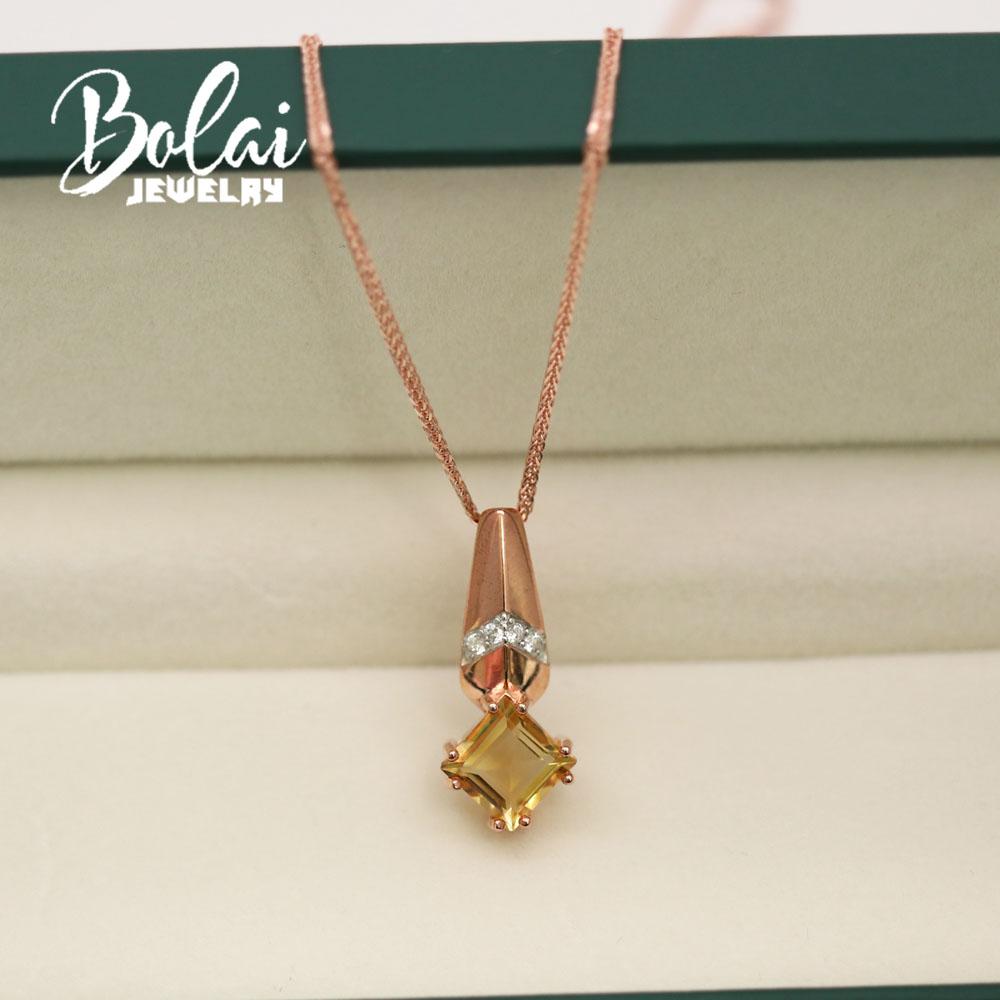 Bolaijewelry Натуральный цитрин Квадратный драгоценный камень Кольцо Серьги Подвеска Комплект ювелирных изделий Стерлинговое серебро 925 пробы Изящные украшения Подарок на годовщину для женщин