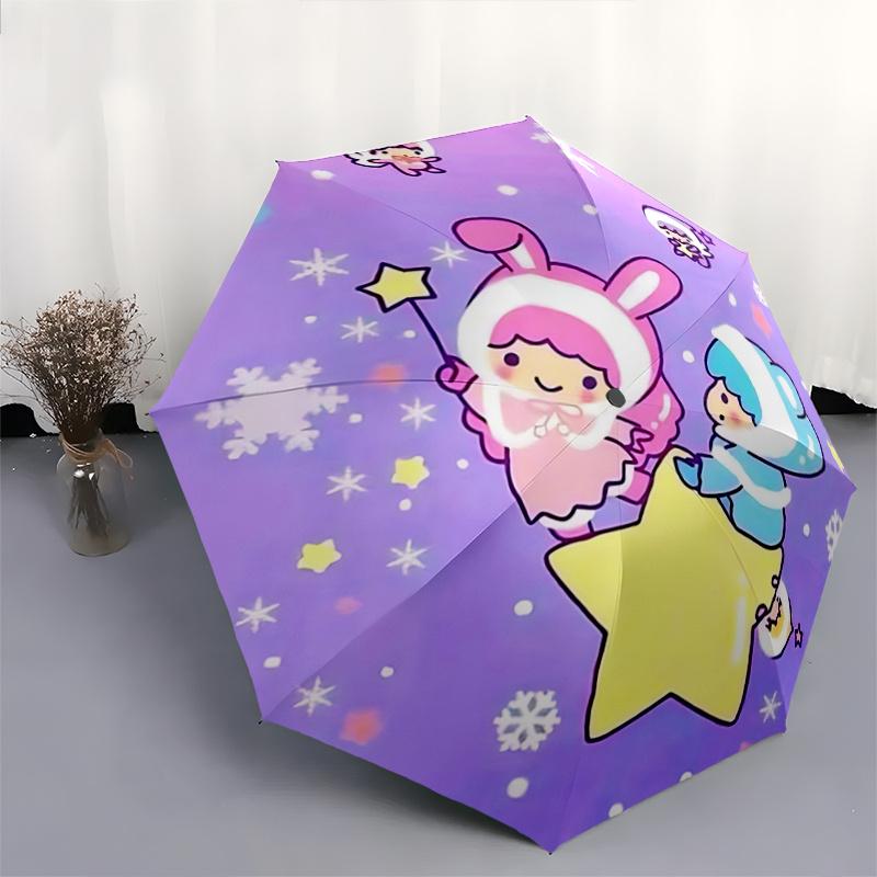 1pc Magical Starry Night Adventure: Cute Bunny & Bear Umbrella - Automatic Opening/Closing, Foldable Design, Outdoor Use, Festive Gift for Fans, Trave