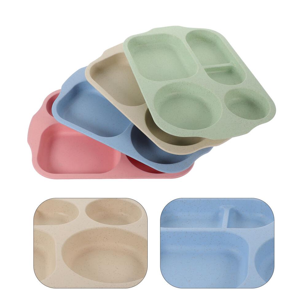 4 Pcs Dinner Plates Unbreakable Divided Kids Food Tray Child