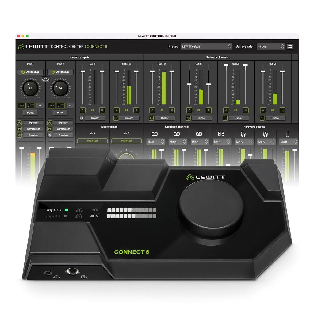 LEWITT Audio Interface USB DTM Music Production Recording Live Streaming Loopback CONNECT 6