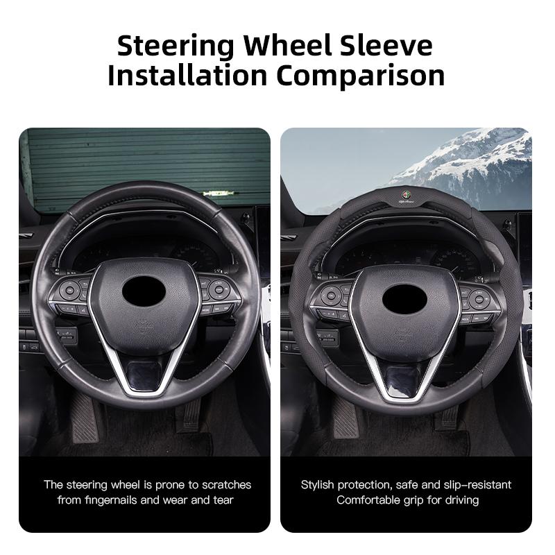 Car Steering Wheel Cover Anti-Slip Accessories Hubcap For Alfa Romeo GT 147 156 159 166 Mito Giulia Stelvio Giulietta 4C Disco khg156