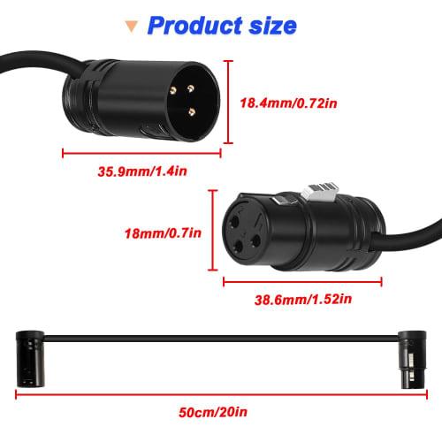 Xiatiaosann 3-Pin XLR Microphone Adjustable Cable, XLR Male to Female Thin Audio Adapter Cord for Sound Devices 302, 552, 633, 688, 788T Mixers/Record