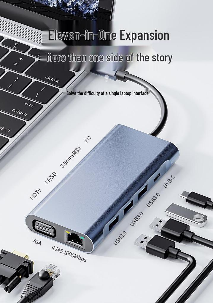 Новая одиннадцатипортовая гигабитная док-станция USB-C с расширением USB 3.0 и VGA для ноутбуков