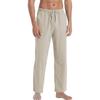 Mens Cotton Linen Pants Elastic Drawstring Waist Lightweight Summer Beach Pants Sweatpants Joggers Men Streetwear Hawaiian