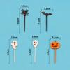 10Pcs/Bag Halloween Toothpicks Pumpkin Ghost Bat Fruit Fork Dessert Cocktail Cake Decoration Picks Halloween Party Supply