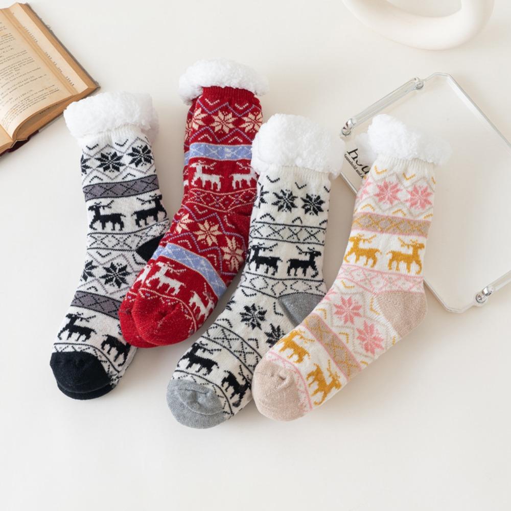 Anti-Slip Grip Non-Slip Floor Socks Warm Thermal Lining Plush Warm Socks Winter Season