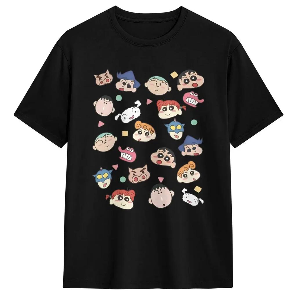 School Friends Crayon Shin Chan T-Shirt Summer Y2K Retro T Shirts 100 Cotton Tshirt For Mens Short Sleeves Clothing#Color