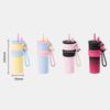 710Ml Large Capacity Car Thermos Mug Stainless Steel Vacuum Flask With Retractable Straw Leak-Proof Coffee Tea Cold Drink Bottle