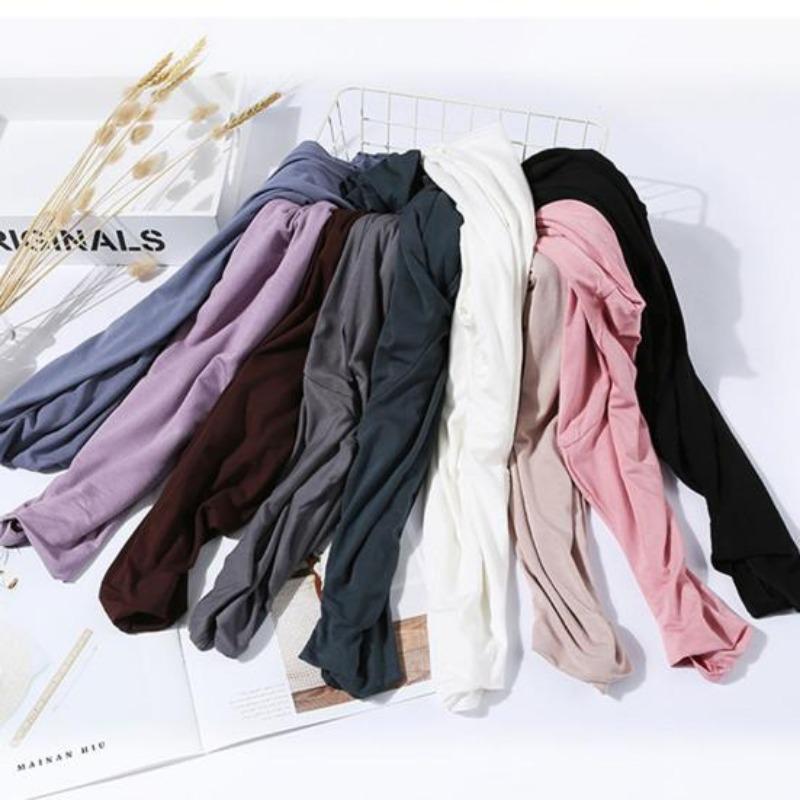 Водолазка с длинным рукавом Футболки женские Топ Осень Зима Однотонные Свободные Модальные Футболки Топ