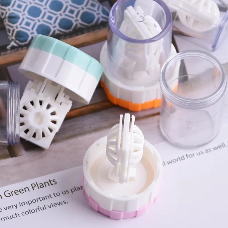 Women Mini Manual Contact Lens Cleaner Pink Blue Case Box Eye Contact Lenses Plastic Container Storage Holder Cleaning Tools
