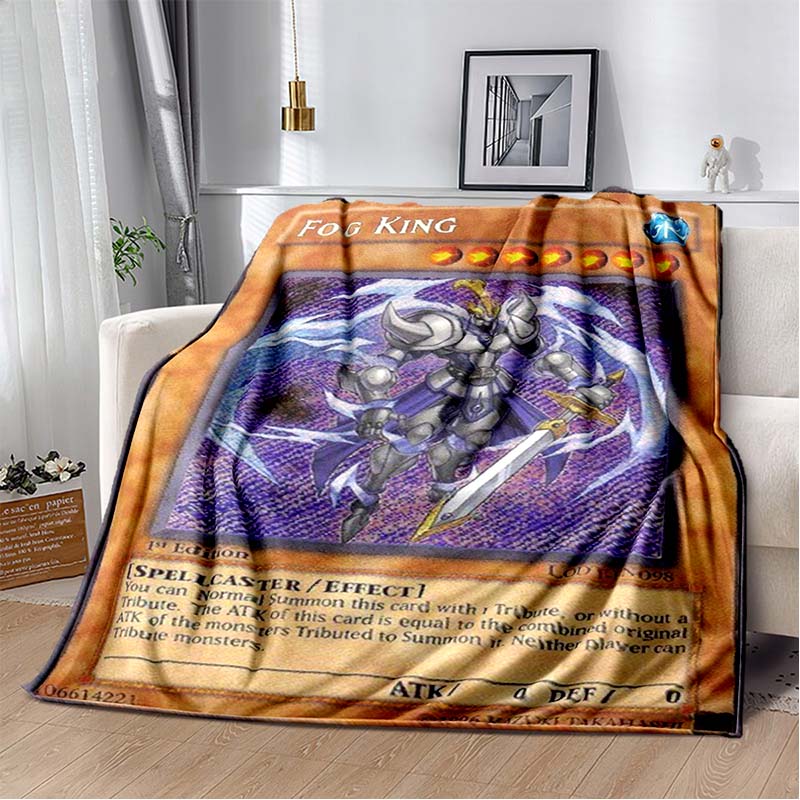 Yu‑Gi‑Oh Anime Card Print Flannel Blanket Cozy Warm Throw Bedroom Sofa Birthday Present Indoor Home Holiday Lounge Art Decor