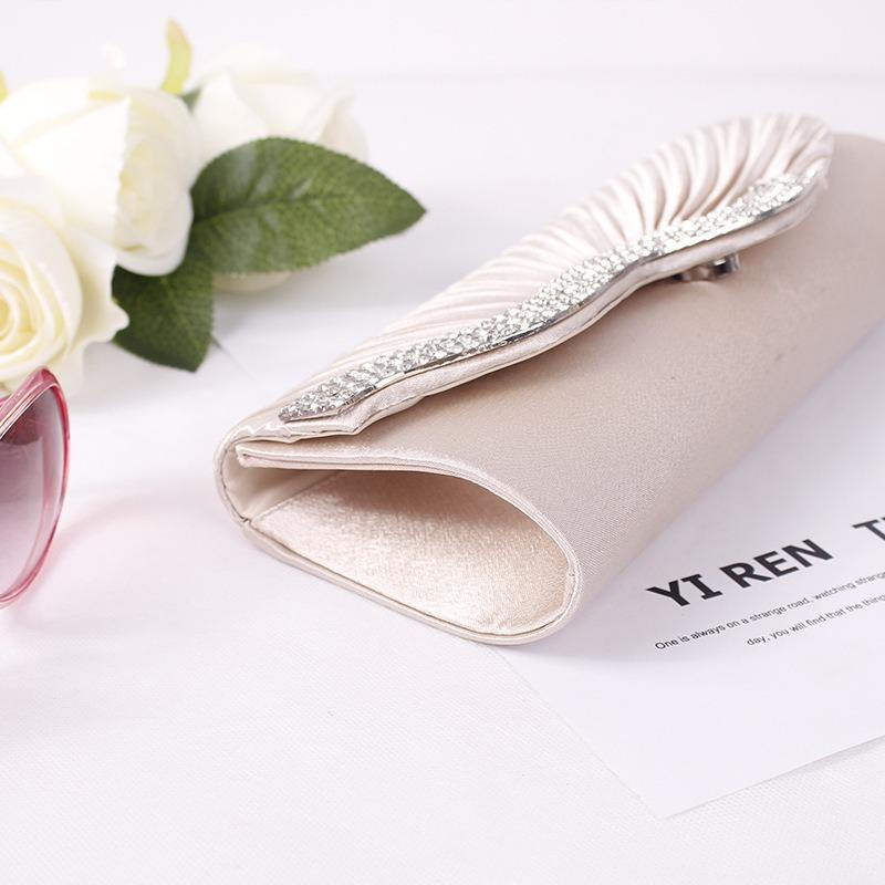 Rhinestone Hand Satin Wedding Purse Bridal Party Chain Dinner Clutch Vintage Bolsos Evening Handbag