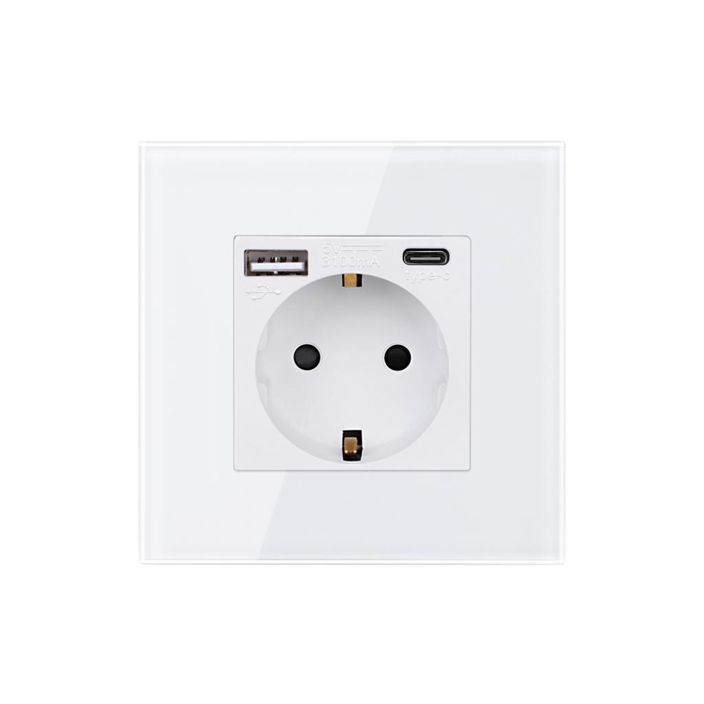 Смарт-сенсорные выключатели Tuya плюс USB-разъемы, вилка типа C, стандарт ЕС, Smart Life, Google Home, управление приложением Alexa