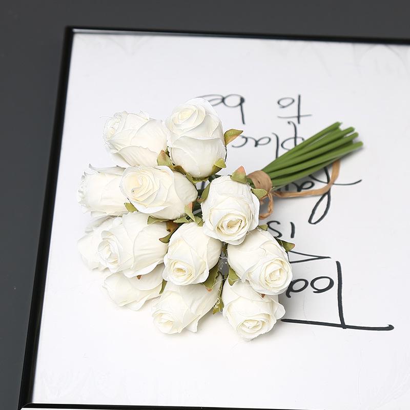 Artificial 12-Head Rose Bouquet for Bridal, Valentine's, Home Decor, Table Centerpiece, or Photography Props.
