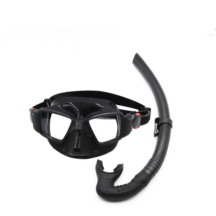 Customized Freediving Goggles Wet Snorkel Set Glass Lenses Small Volume Rubber Coated Universal Fit Mask Snorkeling Equipment