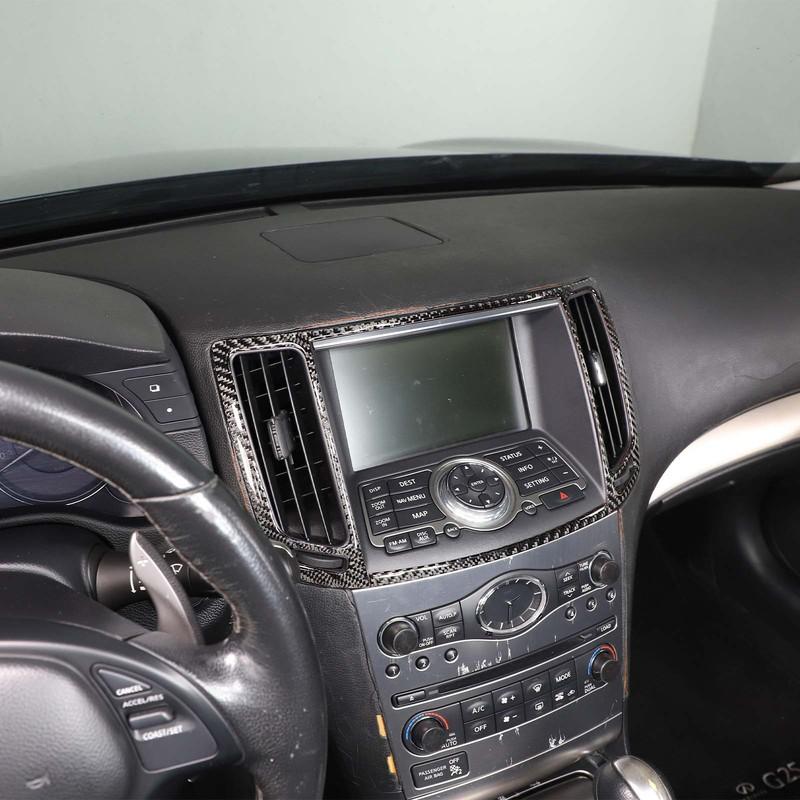 For 2007-2013 Infiniti G25 G35 G37 Soft Carbon Fiber Car Center Console Air Outlet Frame Panel Trim Sticker Accessories