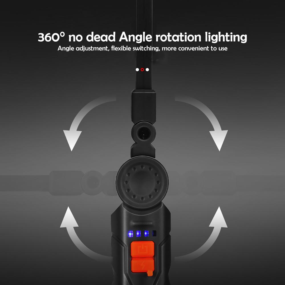 COB Рабочий свет Светодиодный рабочий фонарь с магнитной базой Перезаряжаемый Подвесной крюк Вращение на 360° Портативный инспекционный свет Кемпинг