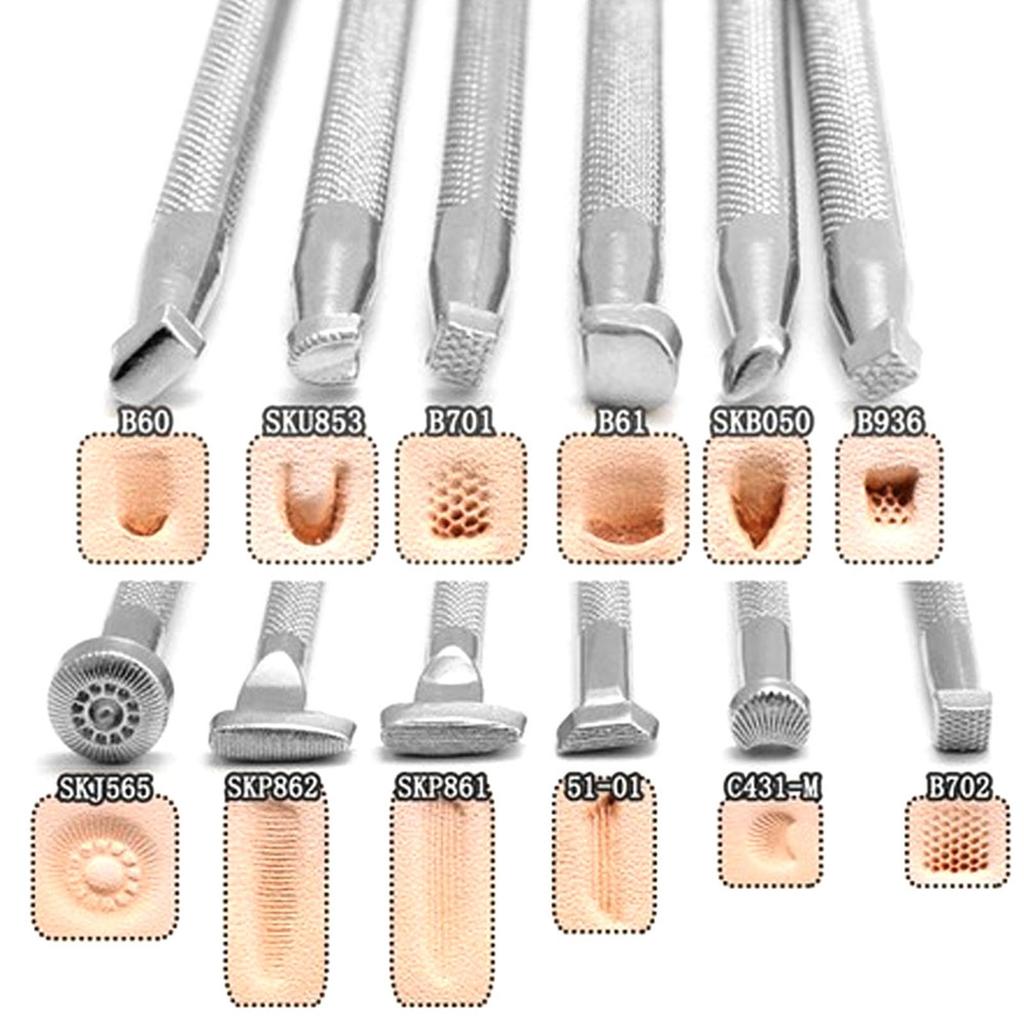 12PCS Leather Engraving and Embossing Tools Leather Working Stamping Patterns Tool