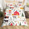 Cartoon Animal Duvet Cover Set, Farm Animal Comforter Cover, Rustic Farmhouse Bedding Set Twin Queen For Kids Boys Girls Adults