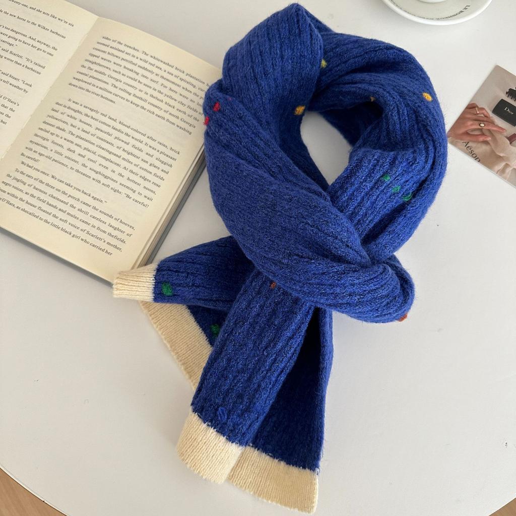 Solid Color Knitted Scarf for Women Winter Soft Student Couple Knitted Scarf