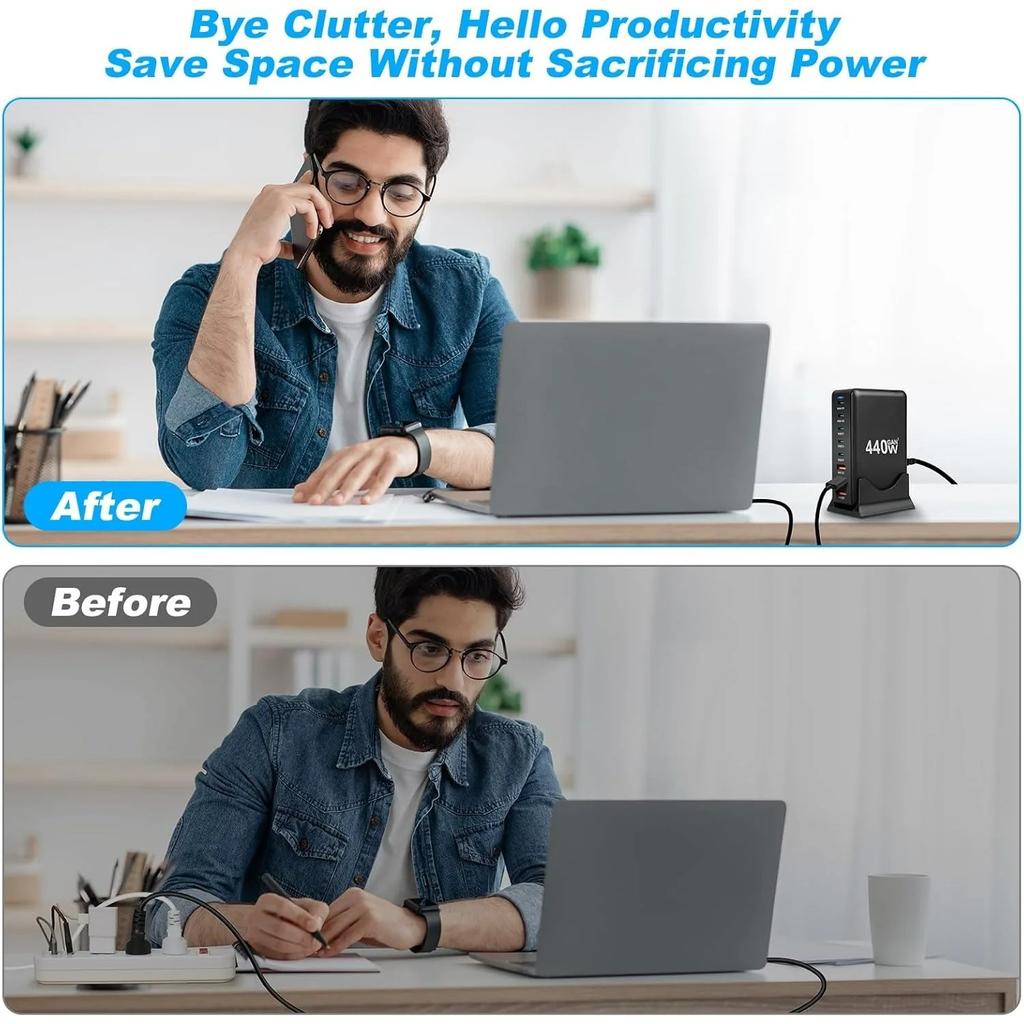 НОВОЕ 440 Вт Gan Fast Charge 3.0 USB Type C быстрое зарядное устройство мобильное 8-портовое 5C 3A PD зарядное устройство удобное для переноски планшета зарядное устройство для телефона