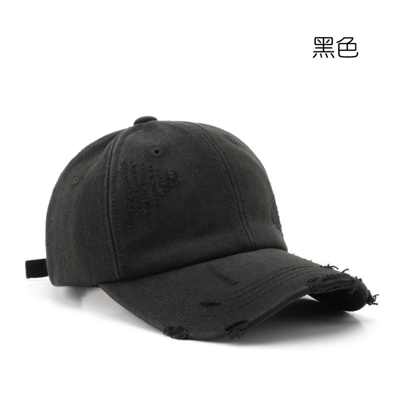 Hat Women's Spring and Summer Washed Ripped Denim Solid Color Light Board Cap Outdoor Men's Travel Sunscreen Shade Baseball Cap