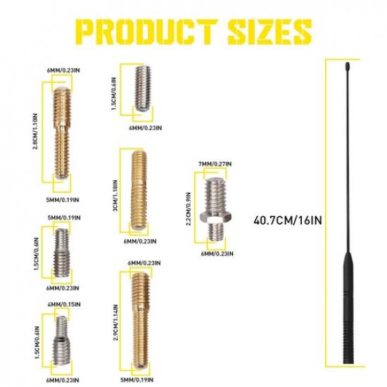 Pair 16Inch Black Mast AM/FM Aerial Radio Antenna Replacement For Harley Metal