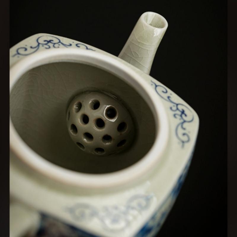 Керамический открывающийся сине-белый чайник, китайский керамический чайник для чайной церемонии, молочный улун, чай Те Гуань Инь, жасминовый чайный сервиз