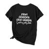 Mom & Grandma Print T-Shirt, Short Sleeve Crew Neck Casual Top For Summer & Spring Women's Clothing
