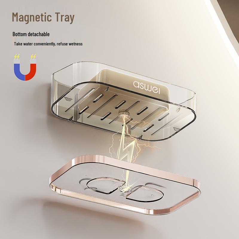 Настенная двухъярусная мыльница: Решение для хранения в ванной комнате высокого класса, не требующее сверления