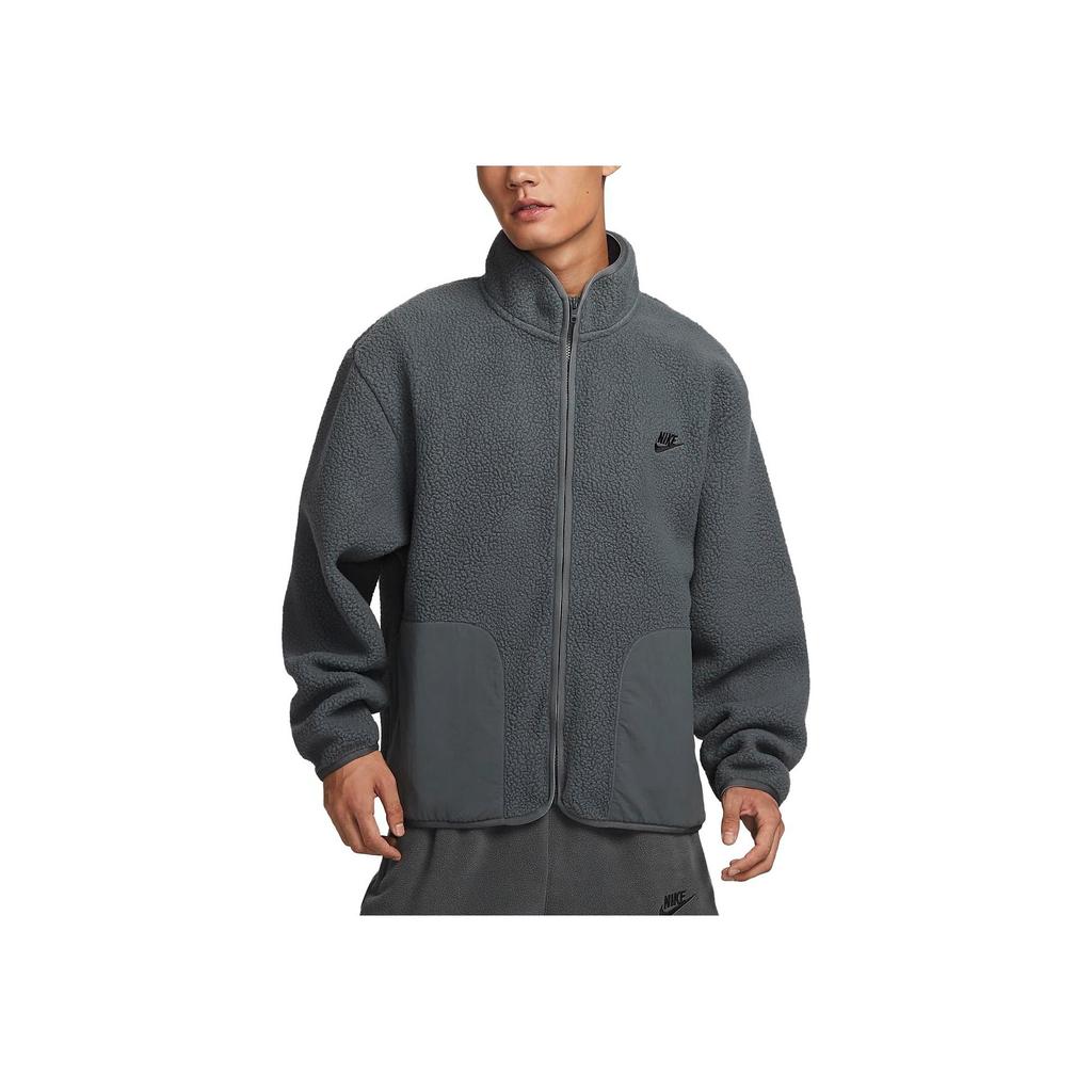 Nike Club Fleece Casual Stand Collar Jacket Men Jackets Iron-Grey FB8387-068