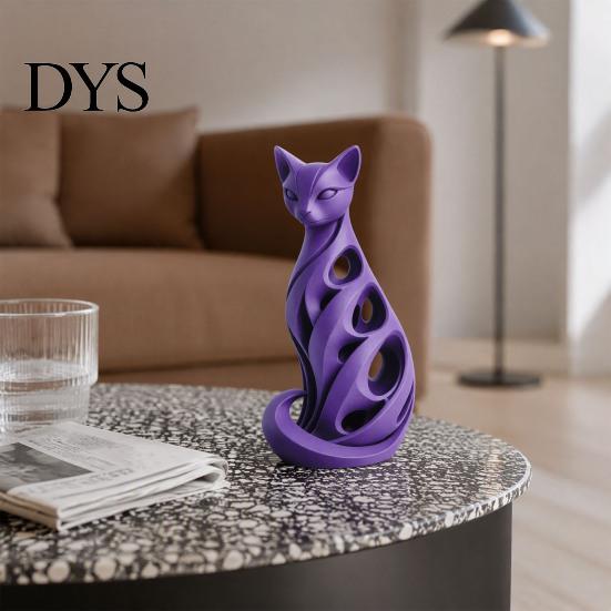 Декоративные фигурки для гостиной 3D-печатная фигурка кота-спирали, полая современная абстрактная скульптура, маленький настольный декор, полка для журнального столика, минималистичный