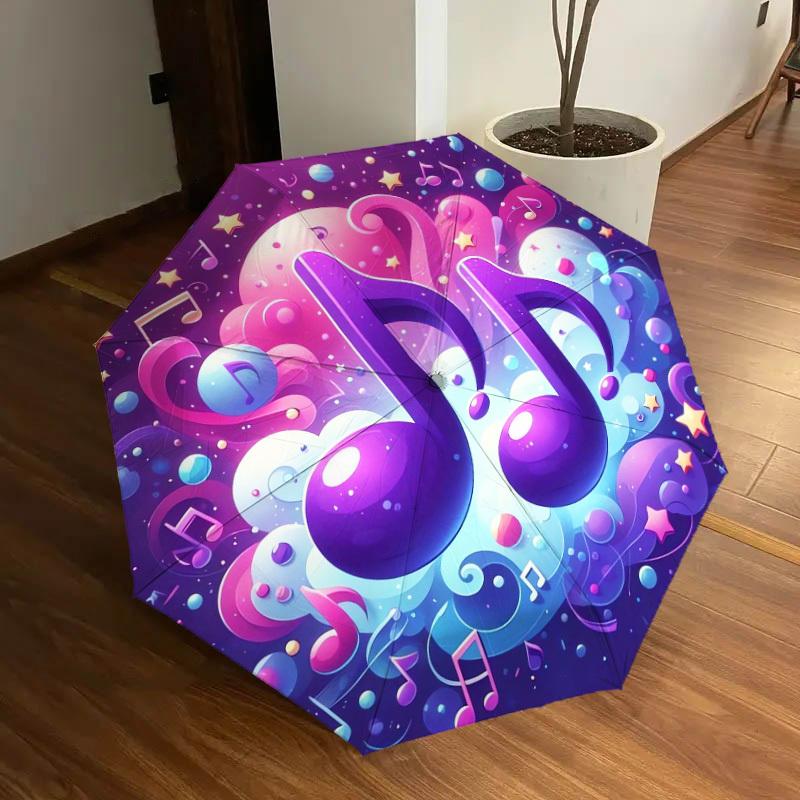 1pc Music Notes Fantasy Background Umbrella with Plastic Handle,Suitable for All Seasons Home Travel Outdoor UmbrellaDD195