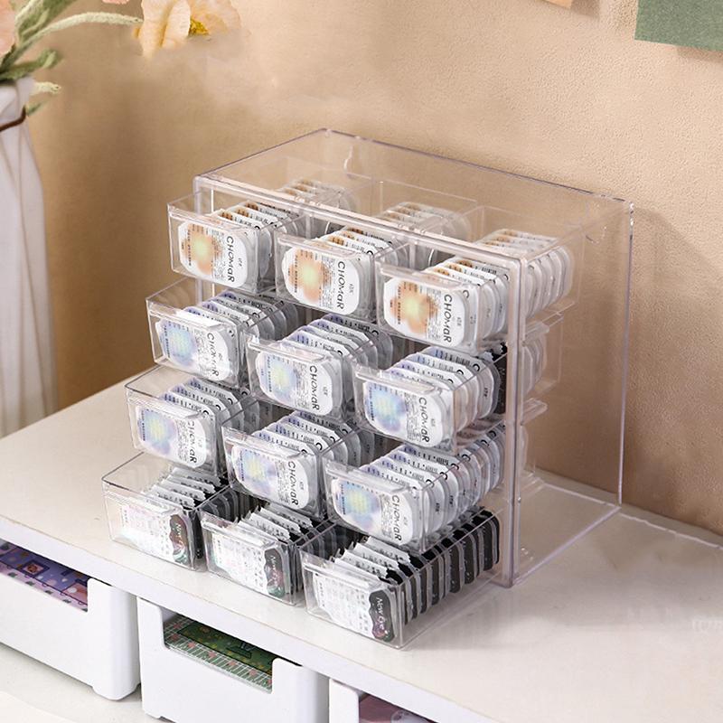 Beauty Contact Lens Storage Box Daily Disposable Contact Lens Cabinet Multi-Grid Large Capacity Eye Rack Transparent Storage Box