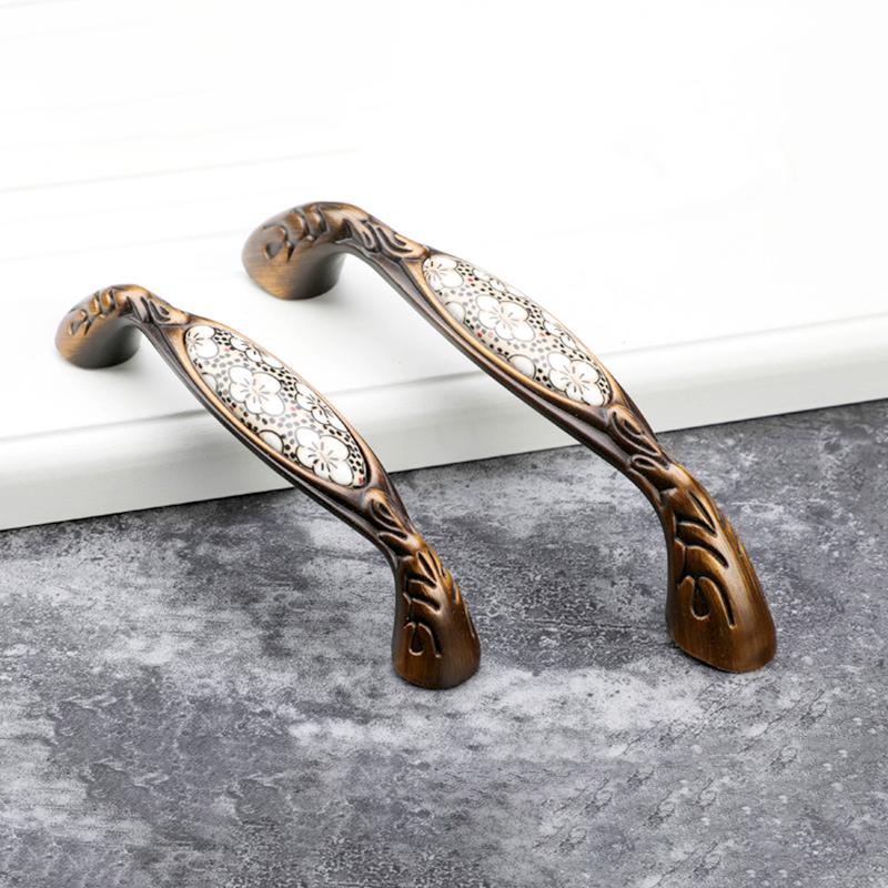 1 шт. с установочным оборудованием, полированная отделка, ручки для шкафа, легкие, роскошные, керамические, старинные, антикварные, бронзовые ручки для шкафа