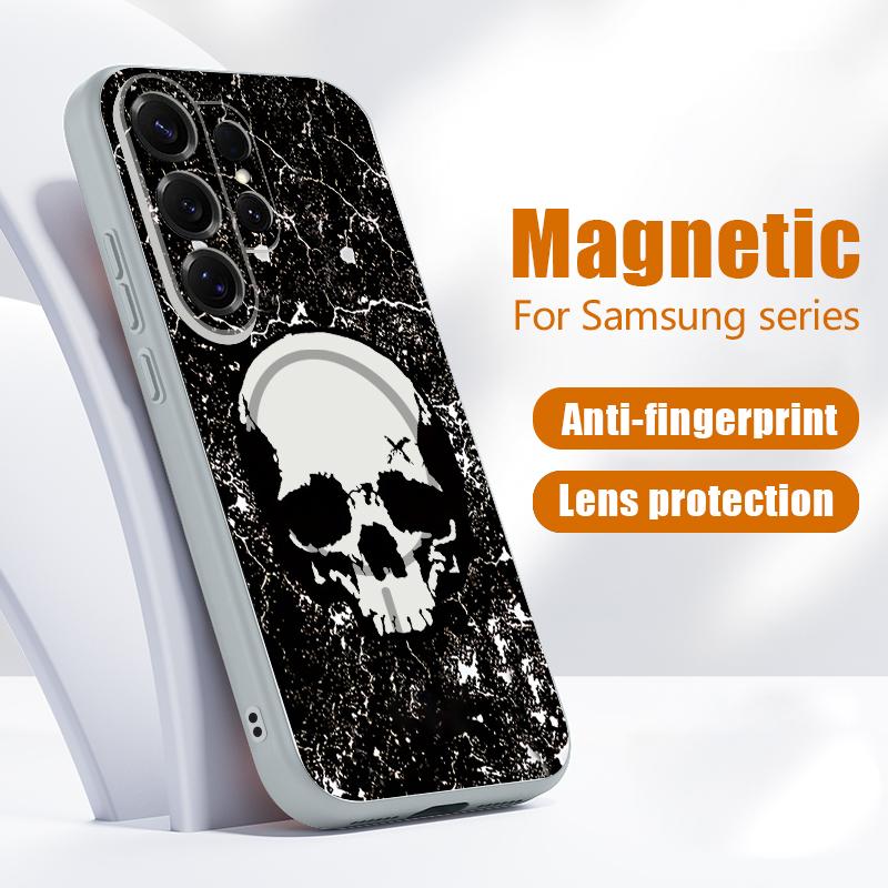 Чехол с узором Череп Скелет для Samsung S26 Edge S25 FE S24 Plus S23 S22 Ultra A15 A16 A17 A35 A36 A37 A54 A55 A56 A57 5G Магнитный Гибридный Матовый Чехол