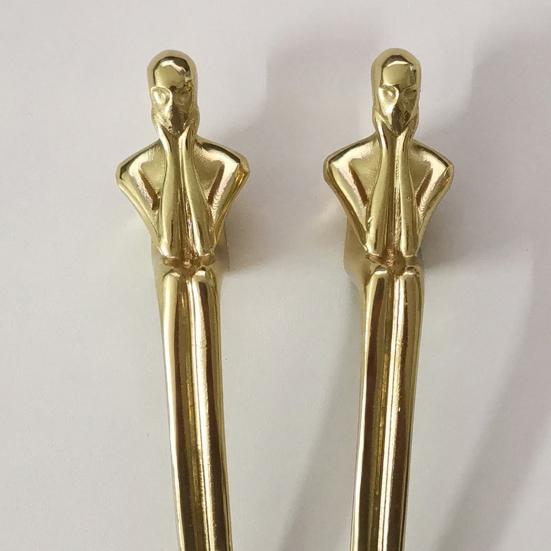 Door Handle Thinker-shaped High Hardness Fine Polishing Brass Drawer Cupboard Door Pull Handle for Home