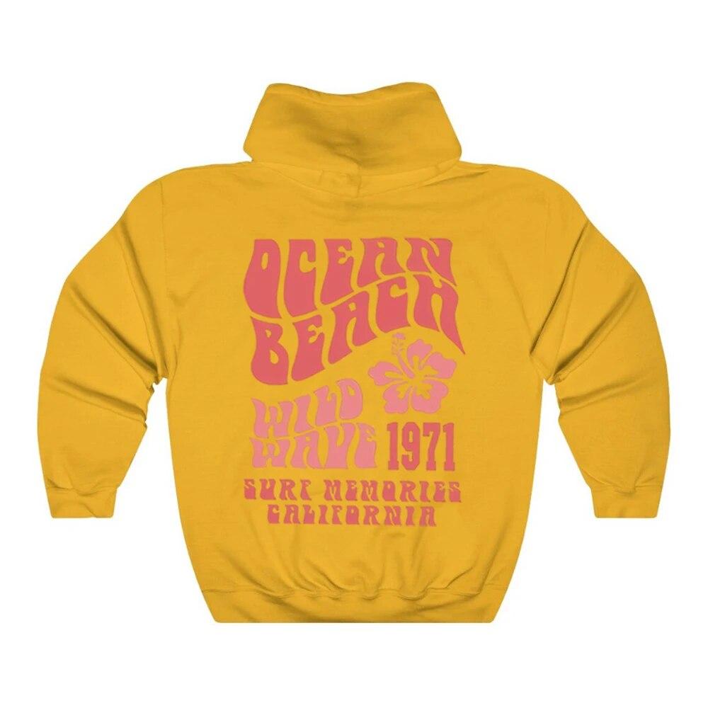 Ocean Beach Hoodie Aesthetic Hoodie Tumblr Sweatshirt CA Surf Tee Trendy Oversized Hoodie Coconut Hoodie Unisex Aesthetic Tops Unisex