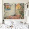Rose Garden Pattern Oil Painting Style Hanging Cloth Home Wall Decoration Tapestry Bedroom Living Room Tapestry